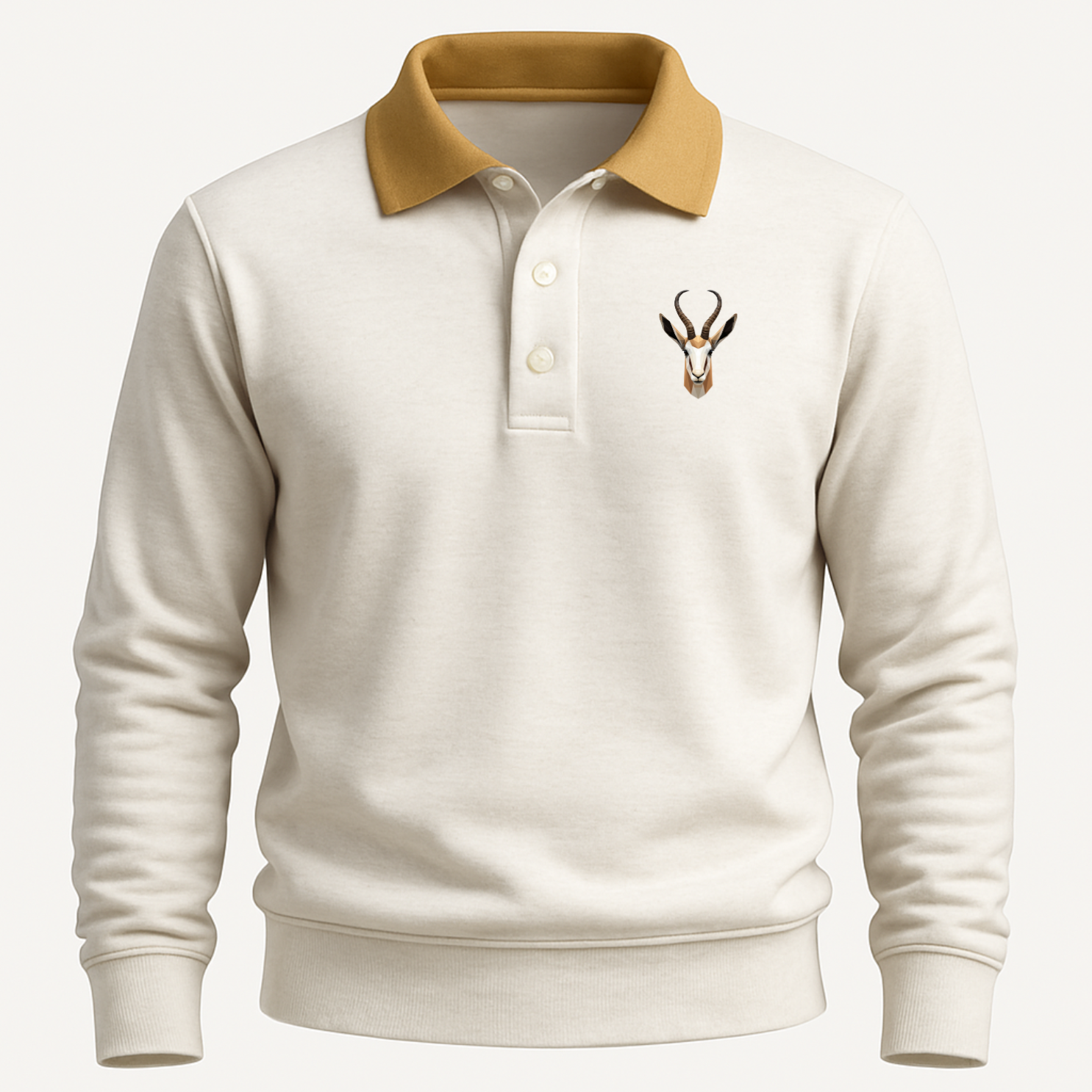 Die Wit Kant  (White Long Sleeve Retro Collared Rugby Jersey)