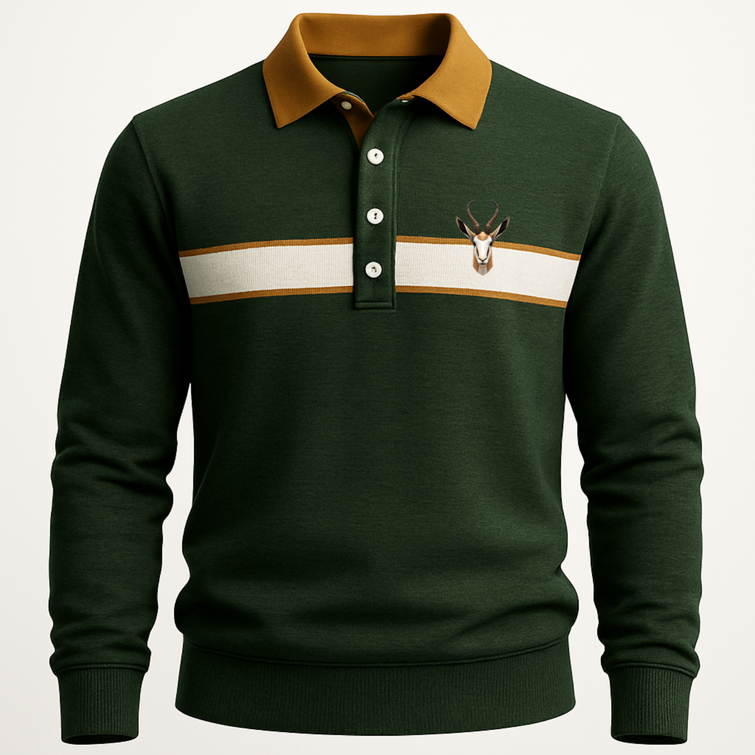 The Triple Phase (Three-Striped Long Sleeve Retro Collared Rugby Jersey)